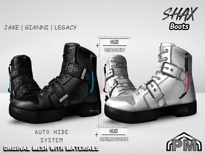 Second Life Marketplace - :PM: Cyberpunk Boots Shax - FATPACK